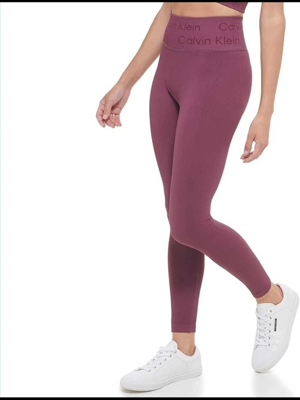 CK Seamless High-Waist Ribbed Leggings - Dusty Rose - Picture 9 of 16